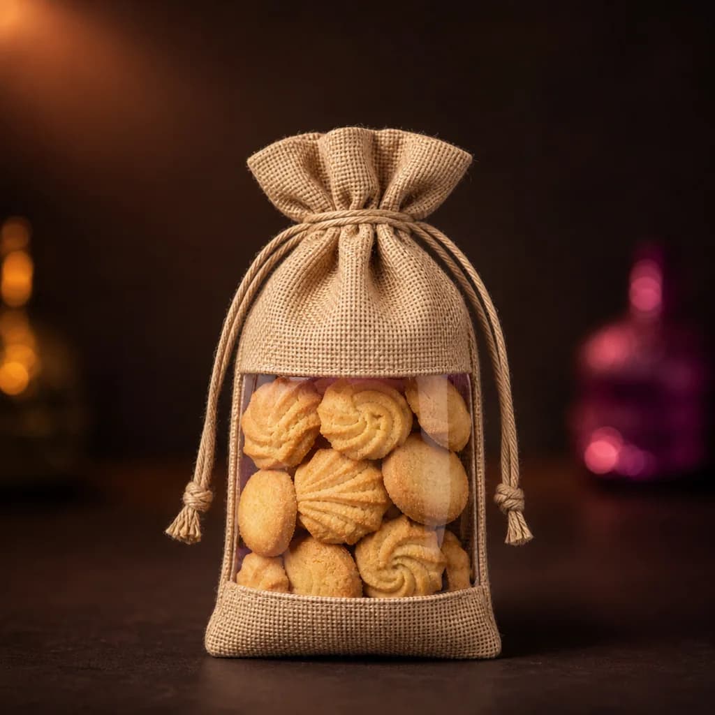 Natural Jute Potli Bag with Window